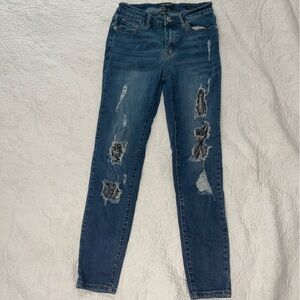 Judy Blue Dark Blue Distressed Skinny Jeans